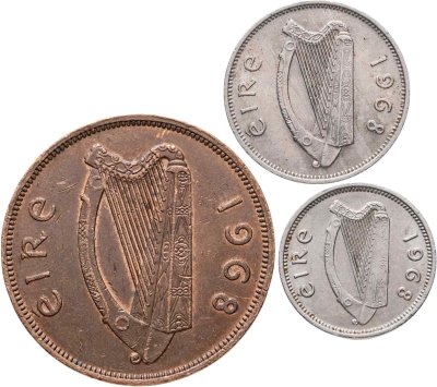 купить Ирландия набор монет 1, 3 и 6 пенсов 1968