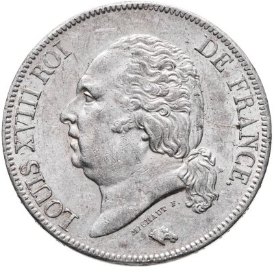 купить Франция 5 франков 1824 W "Король Франции - Людовик XVIII"