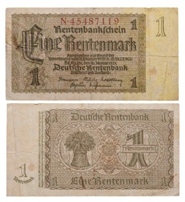 купить Германия (Третий рейх) 1 рентенмарка 1937 серия N