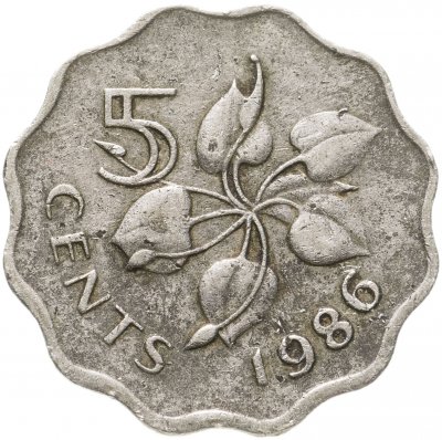 купить Свазиленд 5 центов (cents) 1986