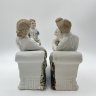 Купить Статуэтки парные «Отец и дочь, мама и сын», бисквит, роспись, золочение, Западная Европа, 1950-1970 гг.