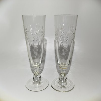 купить Пара фужеров для шампанского со звездчатым декором, стекло, алмазная грань, Россия, 1900-1950 гг.