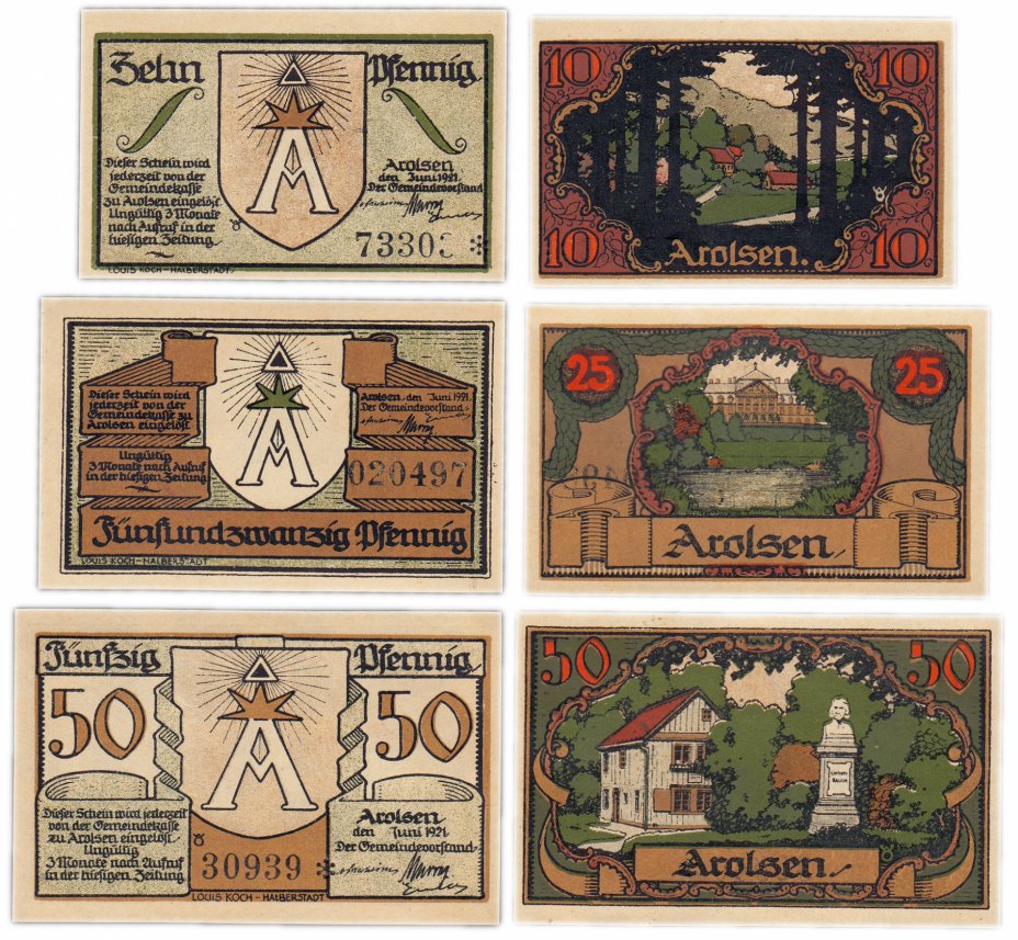 купить Германия (Бавария: Арользен) набор из 3-х нотгельдов 1921