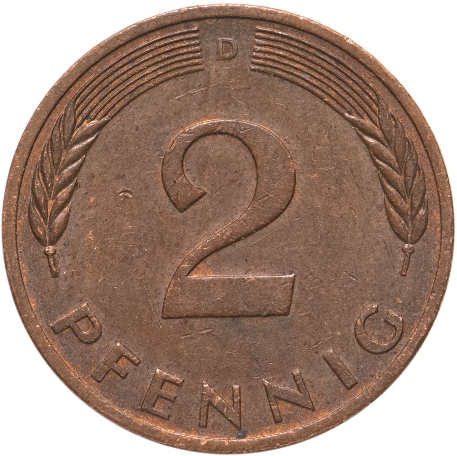 Монета ФРГ 1 пфенинг 1950g. Немецкая монета 1964 года.