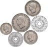 Купить Греция набор из 6 монет (10, 20 и 50 лепт 1, 2 и 5 драхм) 1954 - 1965 год - король Павел I