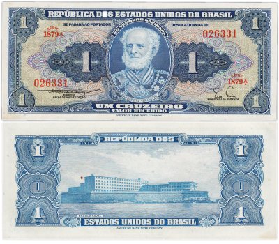 купить Бразилия 1 крузейро 1955 год (Pick 150b)
