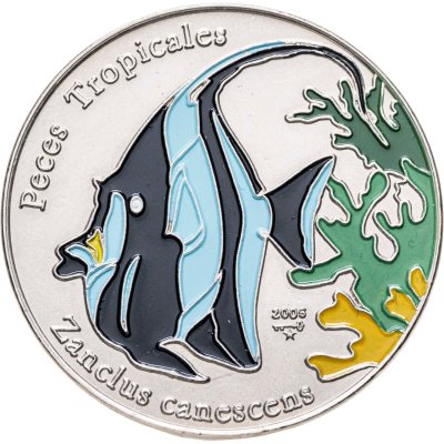 купить Куба 1 песо (peso) 2005 "Тропические рыбы - Рогатый занкл (Zanclus canescens)"