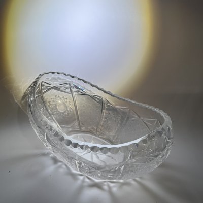 купить Фруктовница овальной формы с геометрическим декором, стекло, алмазная грань, пресс, СССР, 1970-1990 гг.