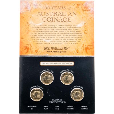 купить Австралия 1 доллар 2010 набор из 4-х монет "Доллар 100 лет австралийскому монетному чеканке" в буклете