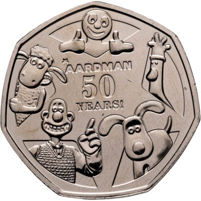 купить Великобритания 50 пенсов 2026 "50 лет студии Aardman", в коинкарте