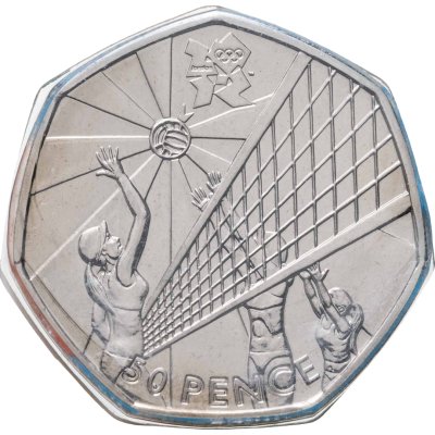 купить Великобритания 50 пенсов (pence) 2011 "XXX летние Олимпийские Игры, Лондон 2012 - Волейбол" в буклете