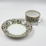 Купить Пара чайная с декором в виде анютиных глазок, фарфор, деколь, подрисовка, золочение, Российская империя, 1900-1915 гг.