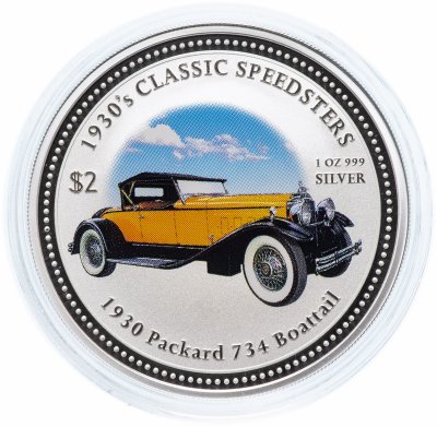 купить Острова Кука 2 доллара (dollars) 2006 "Классические спидстеры 1930-х годов - Packard 734 Boattail" с сертификатом