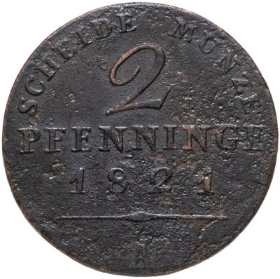 купить Пруссия 2 пфеннинга 1821