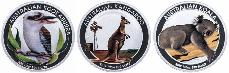 купить Австралия 50 центов 2012 набор из 3х монет "Австралийский аутбэк" в подарочном футляре с сертификатом