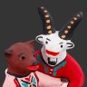 Купить Игрушка каргопольская "Козёл и медведица", глина, лепка, роспись, СССР, 1980-2000 гг.
