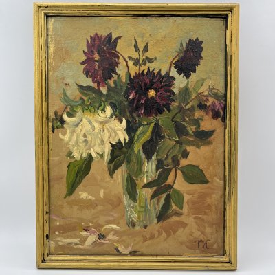 купить Картина в раме "Георгины", автор Толмачев И., оргалит, масло, дерево, Российская Федерация, 1996 г.