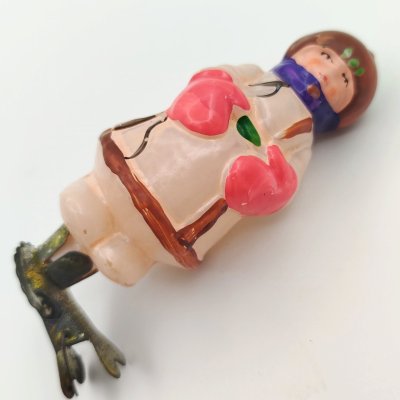 купить Игрушка ёлочная на прищепке "Мужичок с ноготок", стекло, роспись, металл, Завод стеклянных ёлочных украшений и оптических изделий, г. Москва, стекло, роспись, металл, СССР, 1950-1960 гг.