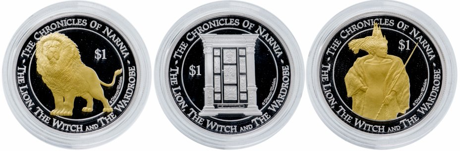 купить Новая Зеландия 1 доллар 2006 набор из 3х монет "Хроники Нарнии: Лев, колдунья и платяной шкаф" в футляре, с сертификатом