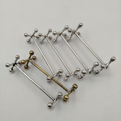 купить Набор из 6-ти подставок под столовые приборы, латунь, серебрение, Fraget (Фабрика серебряных и плакированных изделий Иосифа Фраже), Царство Польское, 1880-1915 гг.