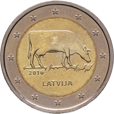 купить Латвия 2 евро 2016 "Корова"
