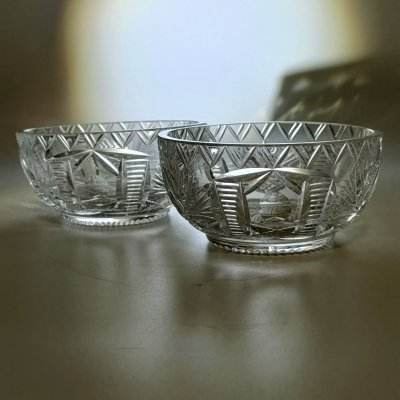 купить Пара миниатюрных вазочек (салатников), хрусталь, алмазная грань, Европа, 1980-2000 гг.