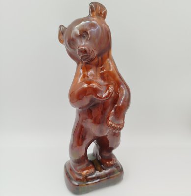 купить Статуэтка "Медвежонок бурый стоящий", скульптор Б.Я. Воробьев, Рябовский завод керамических изделий, керамика, поливы, СССР, 1950-1980 гг.