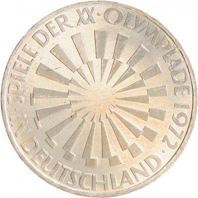 Купить ФРГ 10 марок 1972 G "Олимпиада в Мюнхене -Эмблема In Deutschland"