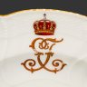 Купить Тарелка с монограммой "EF" (предположительно Эйтель Фридрих Прусский) под короной Вильгельма II (короной Гогенцоллернов), фарфор, роспись, золочение, KPM (Königliche Porzellan-Manufaktur), Германия, 1870-1910 гг.