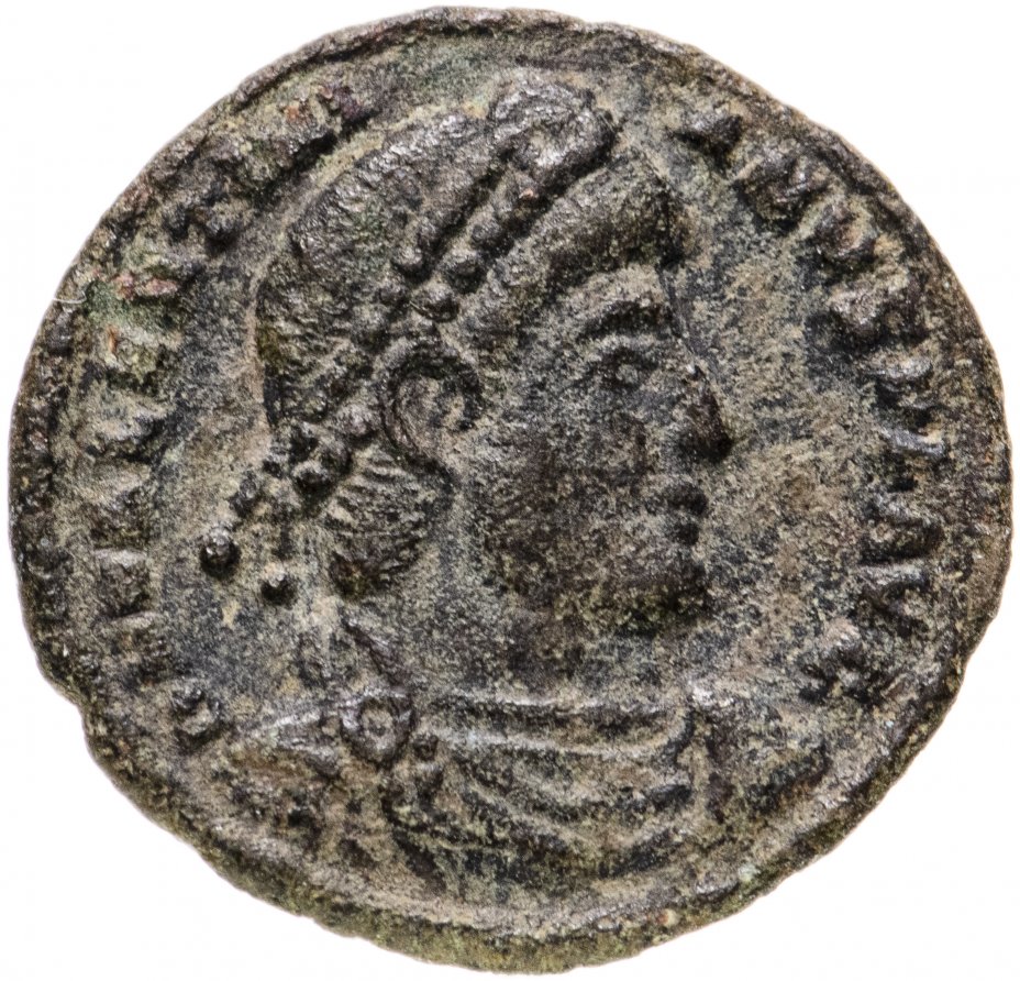 купить Римская Империя, Валентиниан I, 364-375 гг, центенионалис (реверс: Император стоит прямо, держит лабарум и Викторию на шаре)