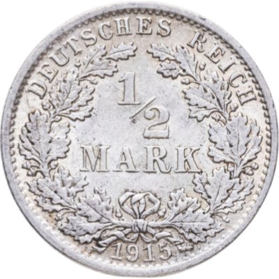 купить Германия 1/2 марки (mark) 1915 знак монетного двора: "А" - Берлин