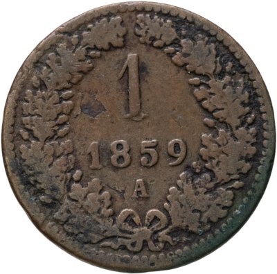 купить Австрия 1 крейцер (kreuzer) 1859 A знак монетного двора "A" - Вена