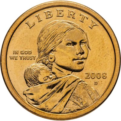 купить США 1 доллар (dollar) 2008 "Sacagawea dollar (Сакагавея доллар - парящий орёл)" знак монетного двора "D" - Денвер