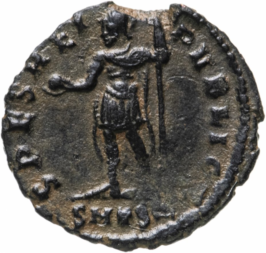 купить Римская империя, Констанций II, Фоллис,355-361 гг.  (Император держит копье и глобус)