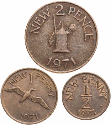 купить Гернси набор 1/2, 1, 2 новых пенни 1971