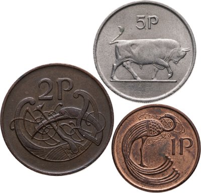 купить Ирландия набор из 3 монет 1, 2 и 5 пенсов 1980, 1986, 2000