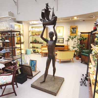 купить Скульптура "Мальчик с кораблем", автор А. Дегтярев, бронза, СССР, 1989 г.