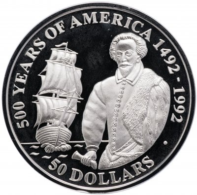 Купить Острова Кука 50 долларов 1990 "500 лет открытию Америки"