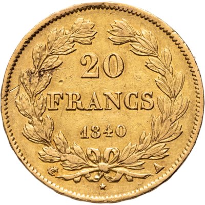 купить Франция 20 франков (francs) 1840 с портретом Луи-Филиппа I