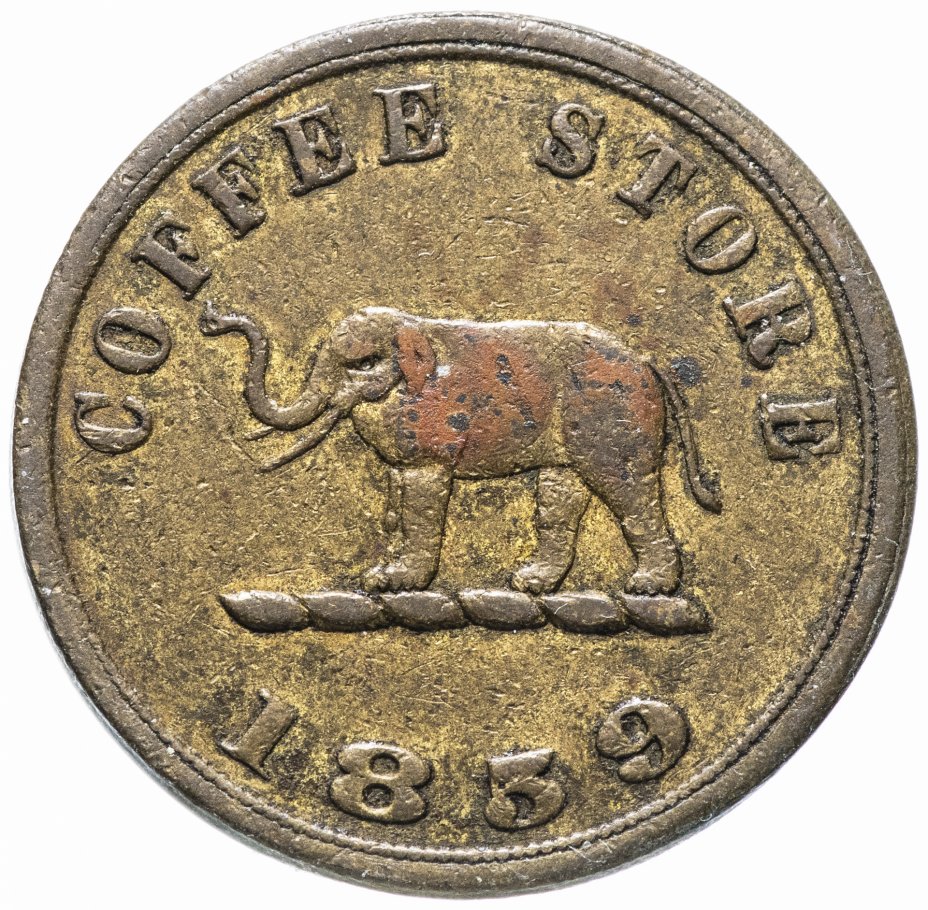 купить Цейлон токен 1859 "Слон, Олень"