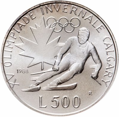 купить Сан-Марино 500 лир 1988 "XV зимние Олимпийские Игры, Калгари 1988"