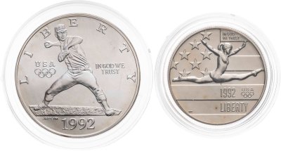 купить США, Набор из 2 монет 1992 года, XXV Олимпийские игры в Барселоне. в футляре