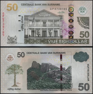купить Суринам 50 долларов 01.09.2010 [Бумага Pick 165a]