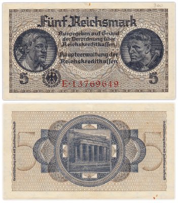 купить Германия, Третий рейх 5 рейхсмарок 1939-1945 гг (для оккупированных территорий)