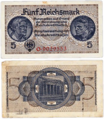 купить Германия, Третий рейх 5 рейхсмарок 1939-1945 гг (для оккупированных территорий)