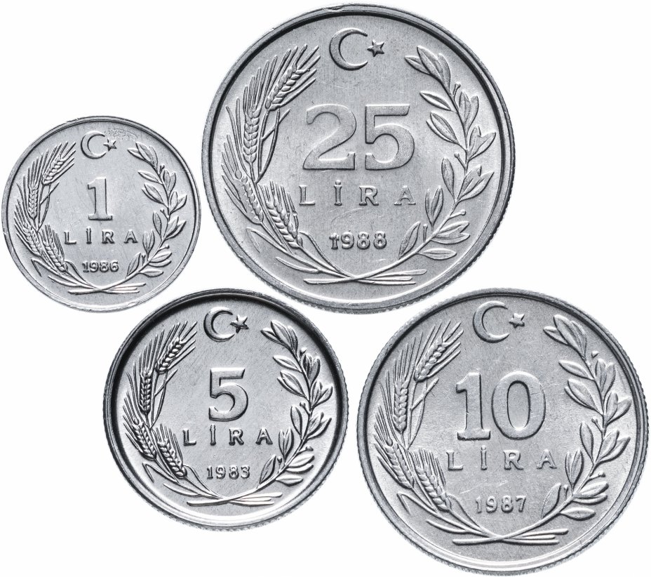купить Турция набор монет 1981-1988 (4 штуки, UNC) (алюминиевые)