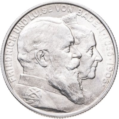 купить Германская Империя, Баден 2 марки (mark) 1906 "50 лет свадьбе Фридриха I и Луизы Прусской"