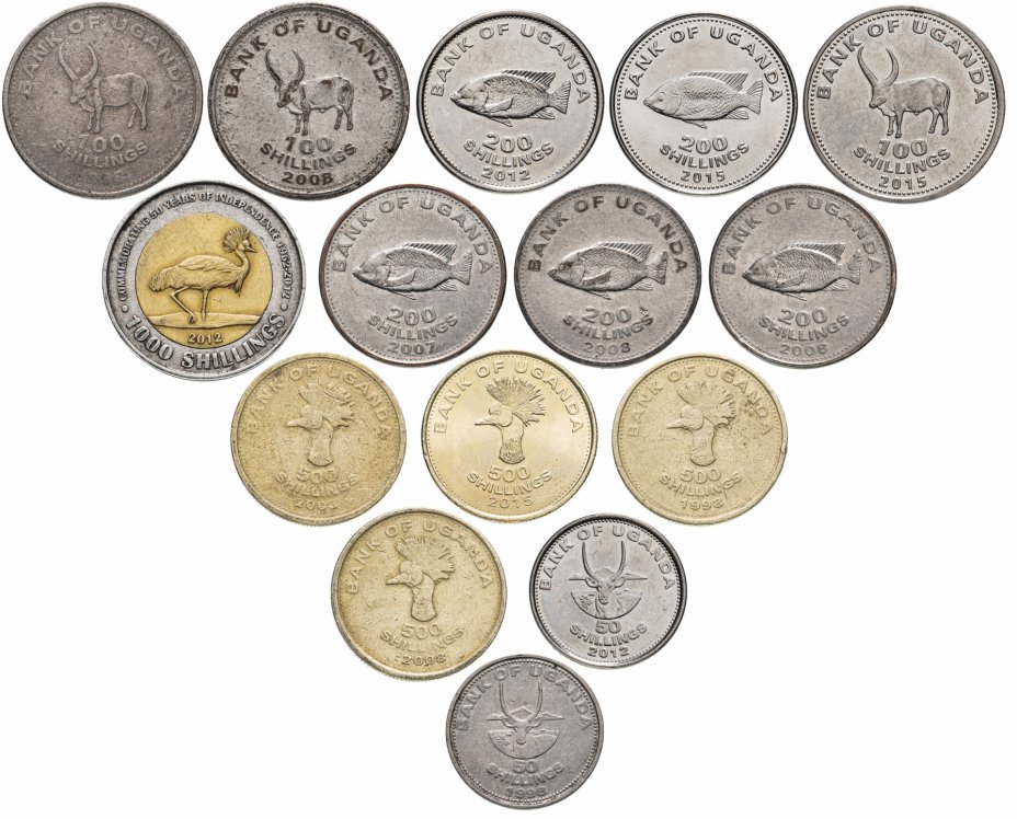 купить Уганда набор из 15 монет 1998-2015