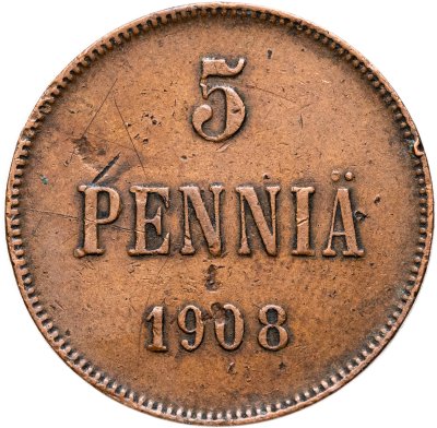 купить 5 пенни 1908 монета для Финляндии