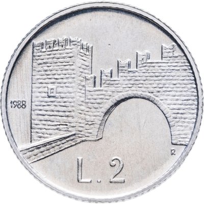 купить Сан-Марино 2 лиры (lire) 1988 "Укрепления Сан-Марино"